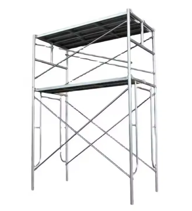 安価な携帯用移動式足場フレーム構造車輪付き亜鉛メッキ伸縮式装飾折りたたみ式はしご足場