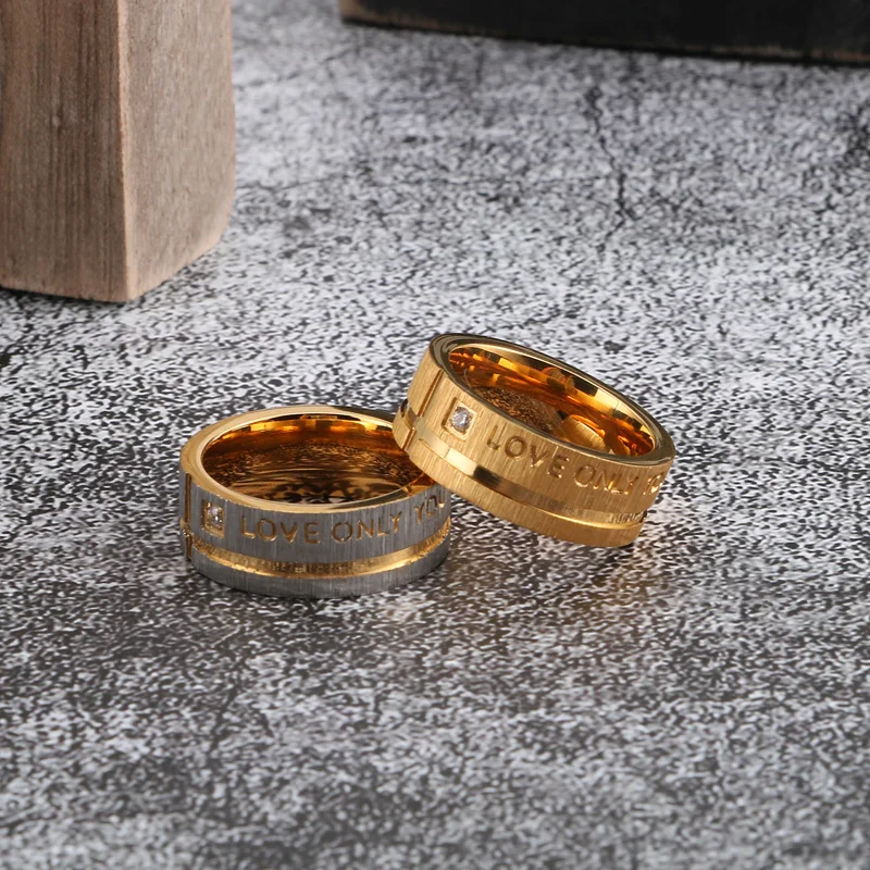 Stainless Steel Letter Love You Only Rings For Men Women Trendy Gold Color Brushed Wedding Party Couple Rings 2022 Gifts