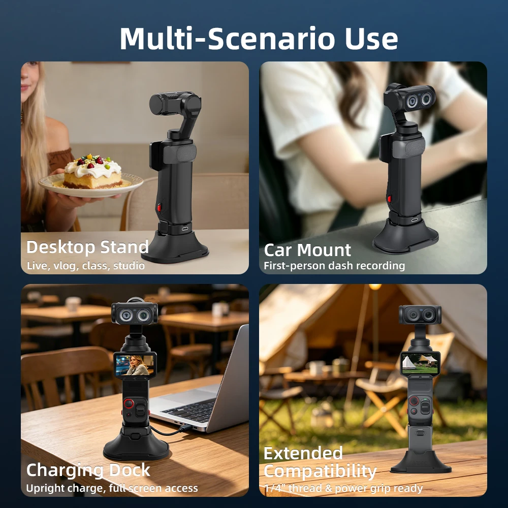 Breiter Desktop-Ständer Armaturenbrett-Autohalterung für Insta360 Luna Ultra Charge Abnehmbarer Klebehalter Vlog-Kit Zubehör – Detail 11