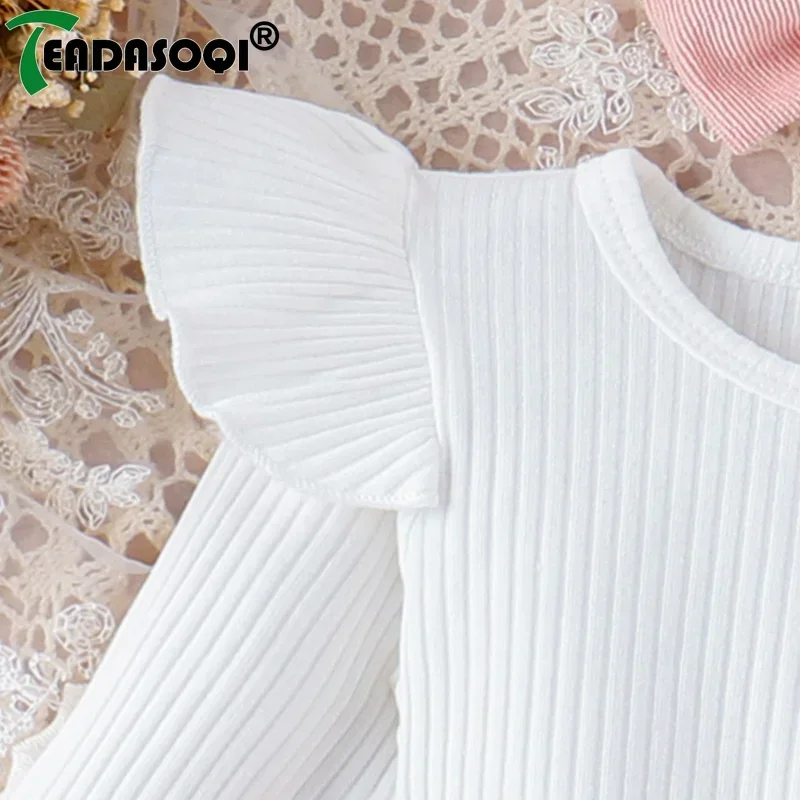 0-3Y New Baby Girls Clothing Outfits Newborn Flying Sleeve Ribbed Tops and Corduroy Mini Skirt Headband Set Infant Clothes Suit