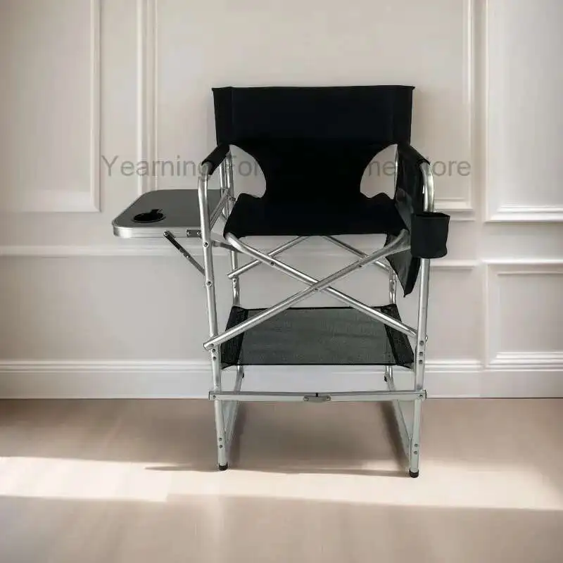 

Foldable Tall Director Chair with Side Table Cup Holder Footrest And Carry Bag for Makeup Artists And Clients