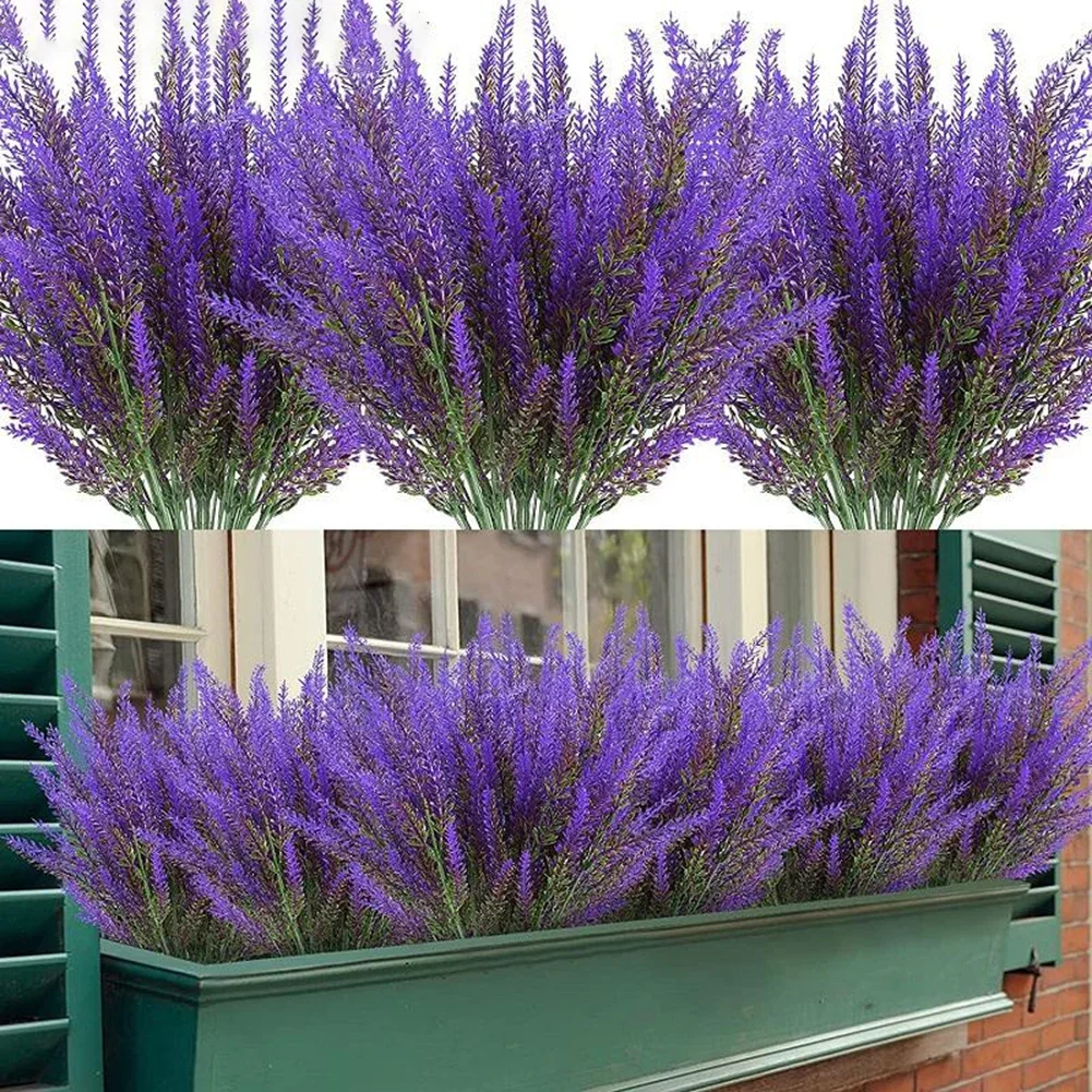 Artificial Lavender Fake Flowers Lavender Bundle Plants For Wedding Bride Bouquet Indoor Outdoor Home Office Table Vase Decor