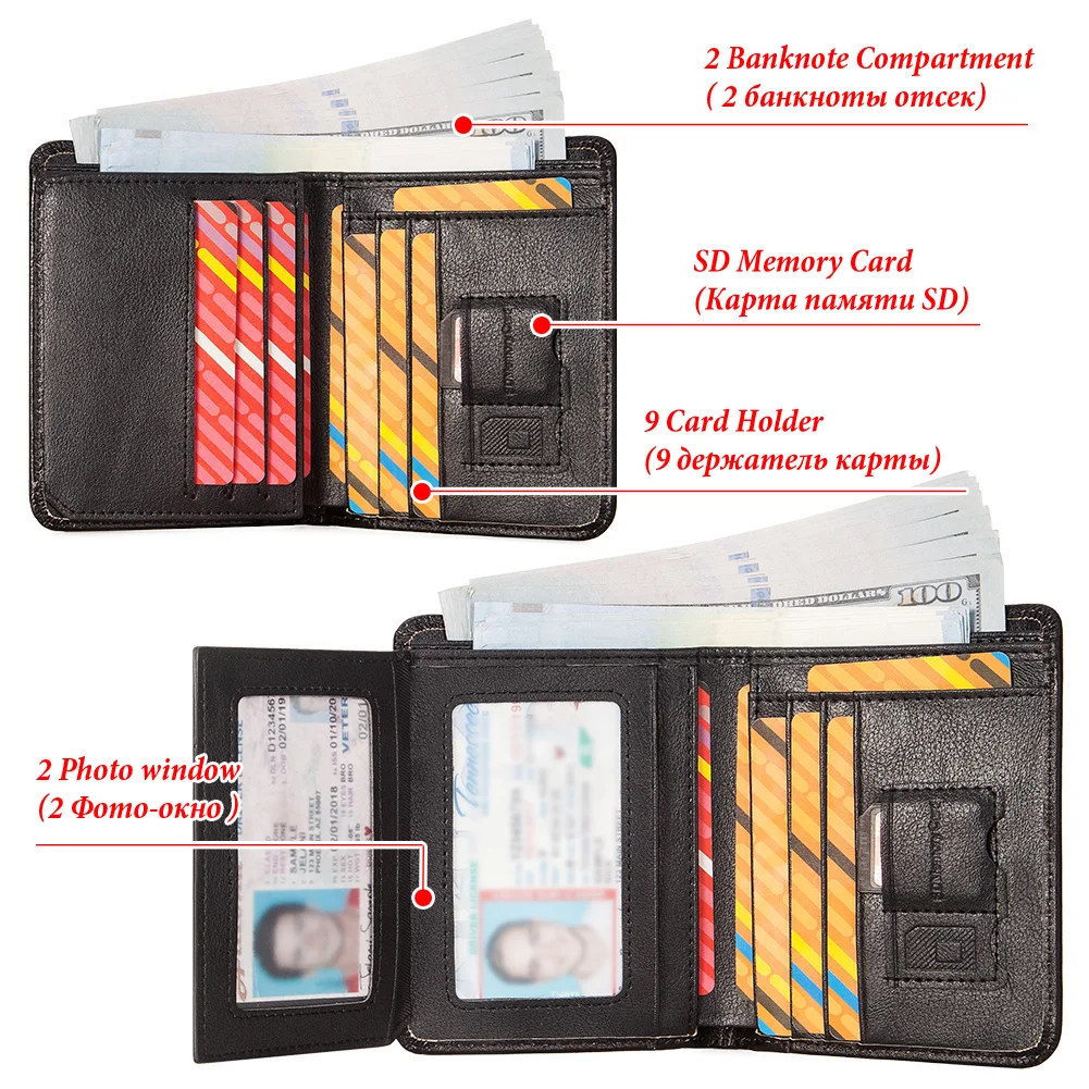 Top Layer Leather Wallets for Men RFID Blocking Slim Minimalist Credit Card Holder Front Pocket Trifold Male Money Purses
