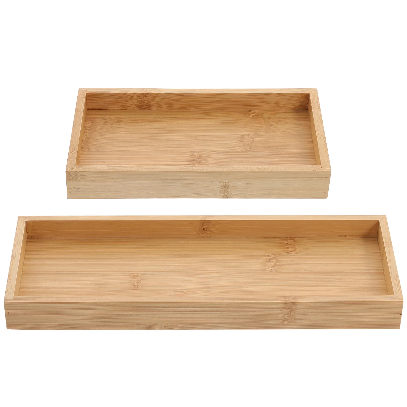 

Serving Platter Bamboo Plate Set of Two Food Trays for Party Square Sushi Tea Coffee