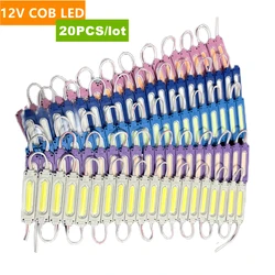 20PCS/lot 12V Multicolour Led Modules COB Light for Backlight Shop Banner Waterproof IP65 Christmas Decorations White Warm Blue