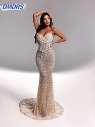 Exquisite Glitter Beaded Evening Dress Sexy Illusion Mermaid Long Prom Dresses 2025 Customized 3D Flower Cocktail Gown For Women