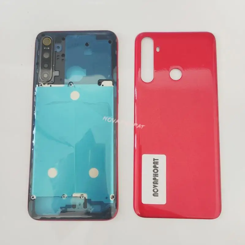 LCD Faceplate Frame Middle Bezel For Oppo Realme 5 RMX1911 Battery Cover Back Rear Door Housing Camera Glass Lens Side Button