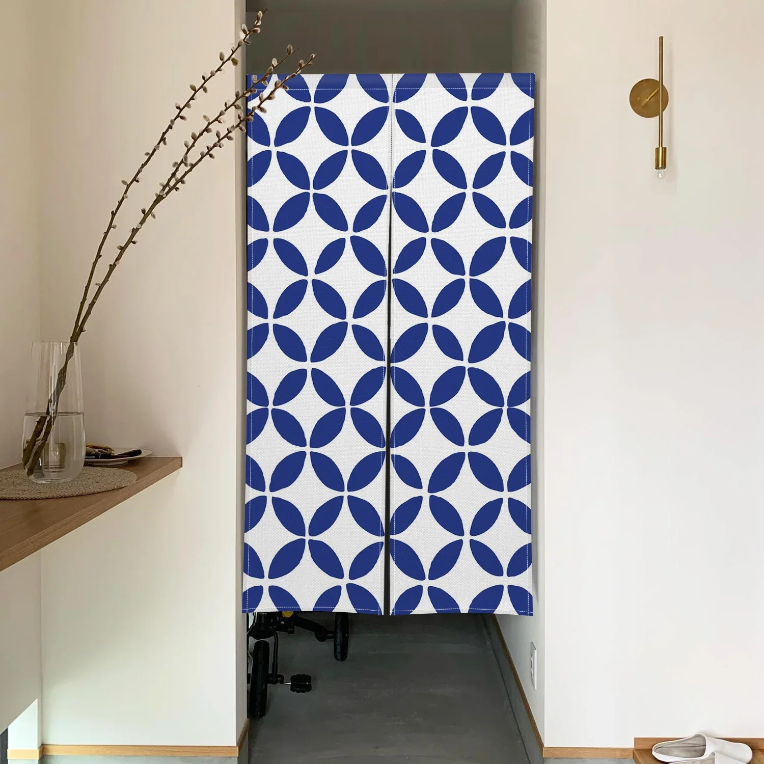 

Blue Japanese Door Curtain Noren Ukiyo-e Wave Bathroom Kitchen Living Room Doorway Partition Blackout Opaque Half Curtains