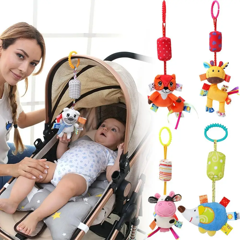Newborn Baby Sensory Hanging Rattles Soft Early Learning Toys Kids Plush Stroller Infant Car Bed Crib with Teether for Toddlers