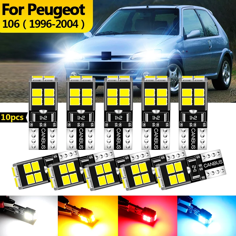 

10 шт. 12 В для Peugeot 106 1996 1997 1998 1999 2000-2004 светодиодный габаритный фонарь стояночная лампа W5W T10 194 Canbus автомобильные аксессуары
