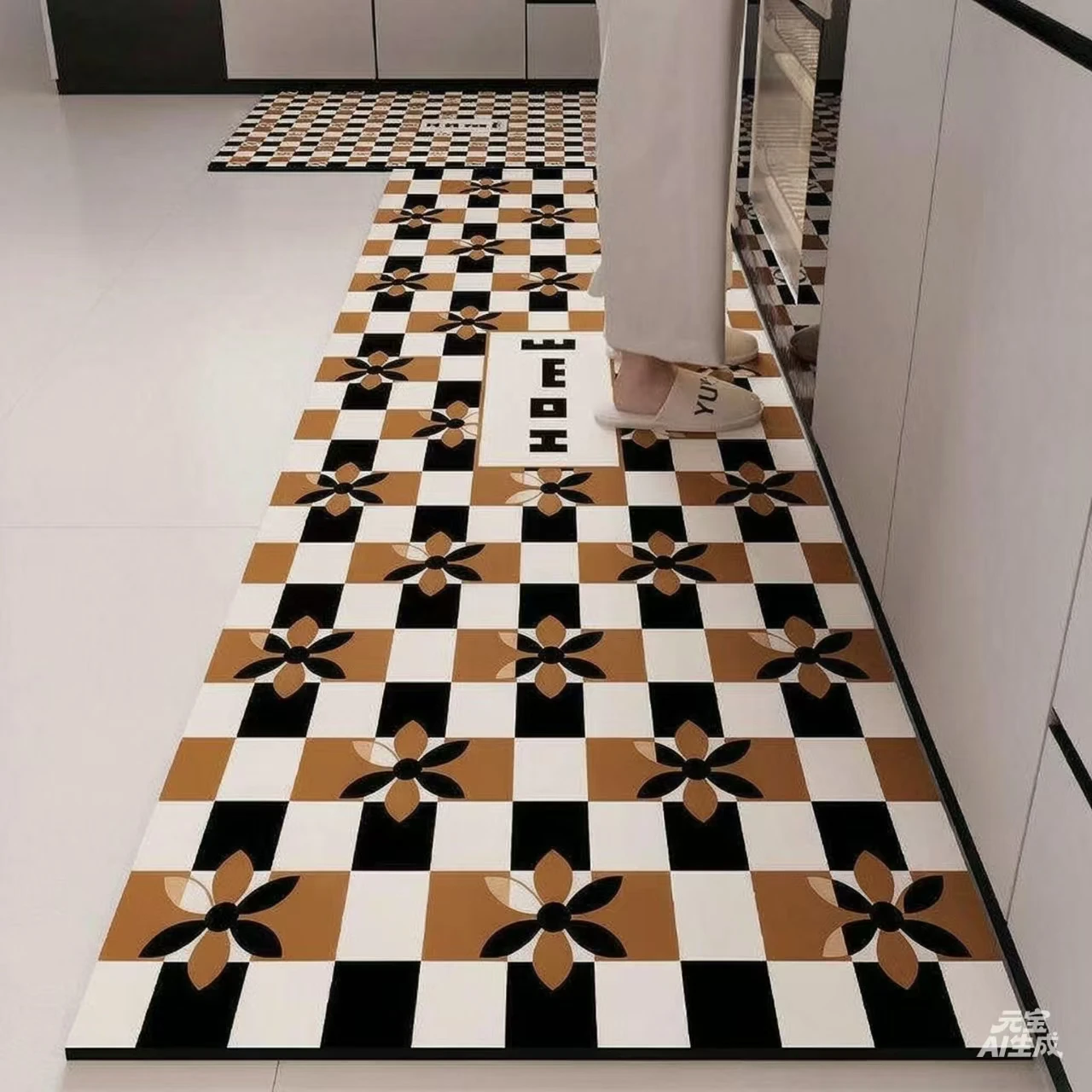 VIKAMA Modern Minimalist Kitchen Rug Water-Absorbing Long Strip Corridor Bedroom Closet Easy-To-Clean Floor Mat Home Decoration