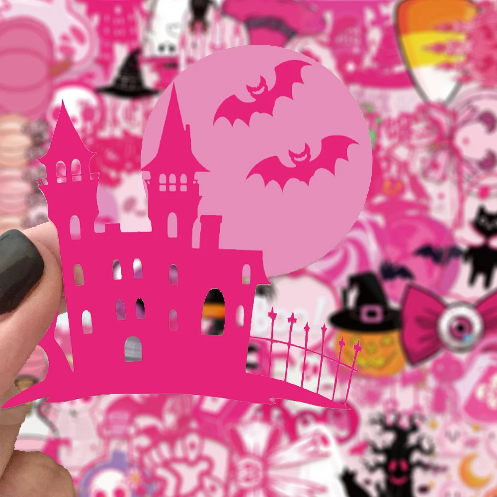 

10/30/50pcs Pink Halloween Skull Ghost Graffiti Stickers DIY Luggage Skateboard Phone Laptop Cute Waterproof Sticker Fun for Toy