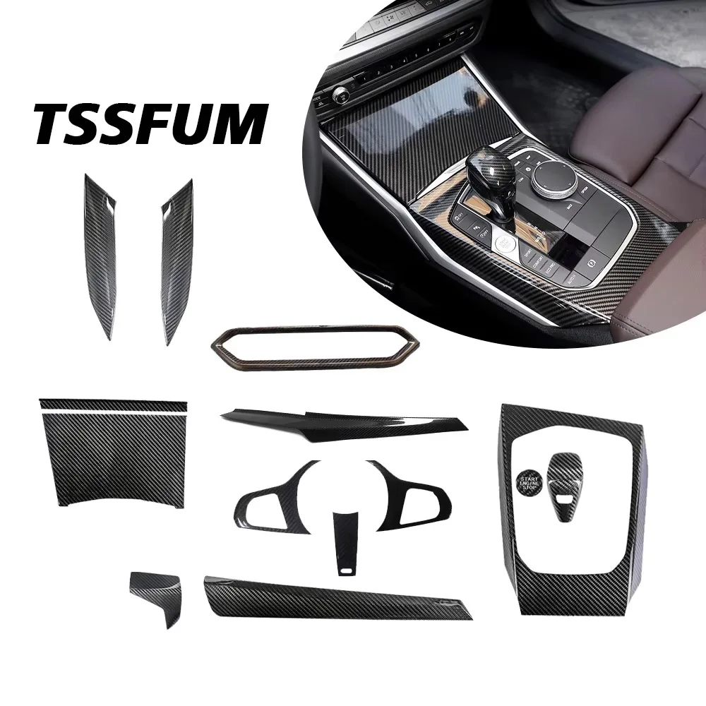 ABS Carbon Fiber Car Interior Car Sticker Gear Shift Panel Cover Trim For BMW i3 G20 G21 320d 3 Series 2020 2021 2022 2023 2024