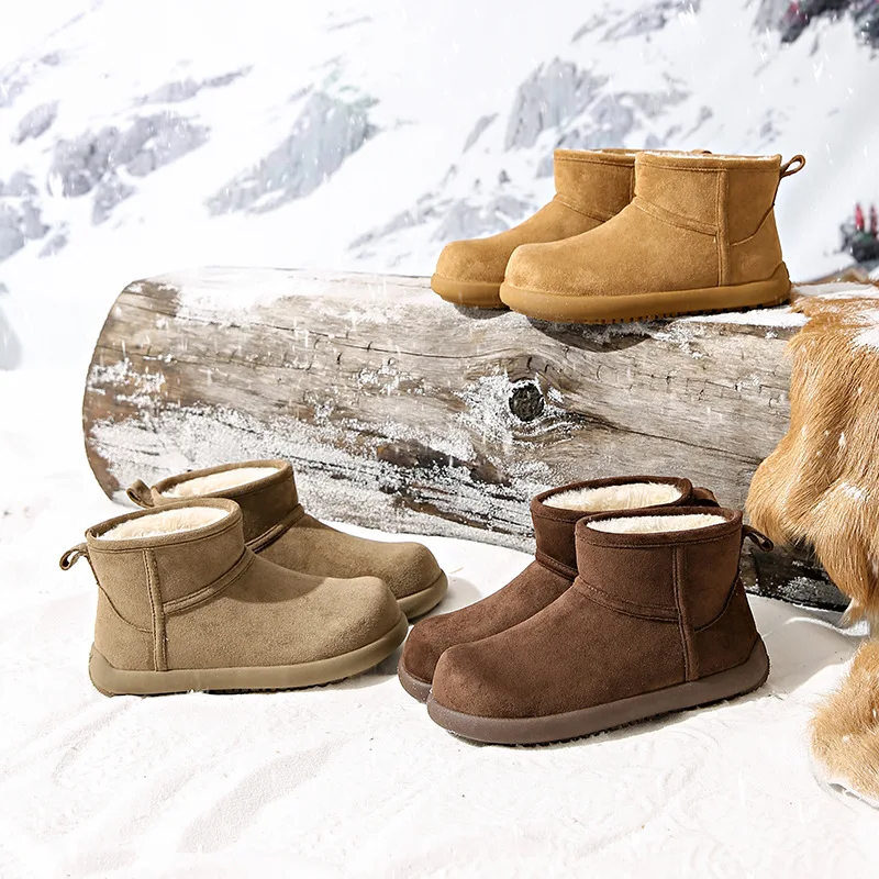 New Winter Thick Soled Anti Slip Bread Cotton Shoes Plush Short Tube Low Top Snow Boots