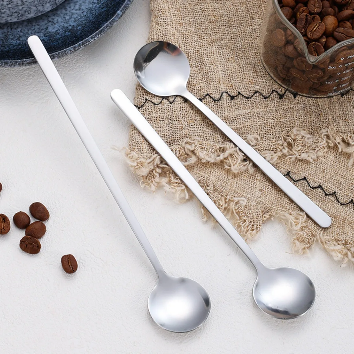 8 Pcs Stainless Steel Iced Tea Spoons Ice Cream Spoon Set Suitable for Cocktail Mixing Tea Coffee Milkshake Cold Drink Stirring