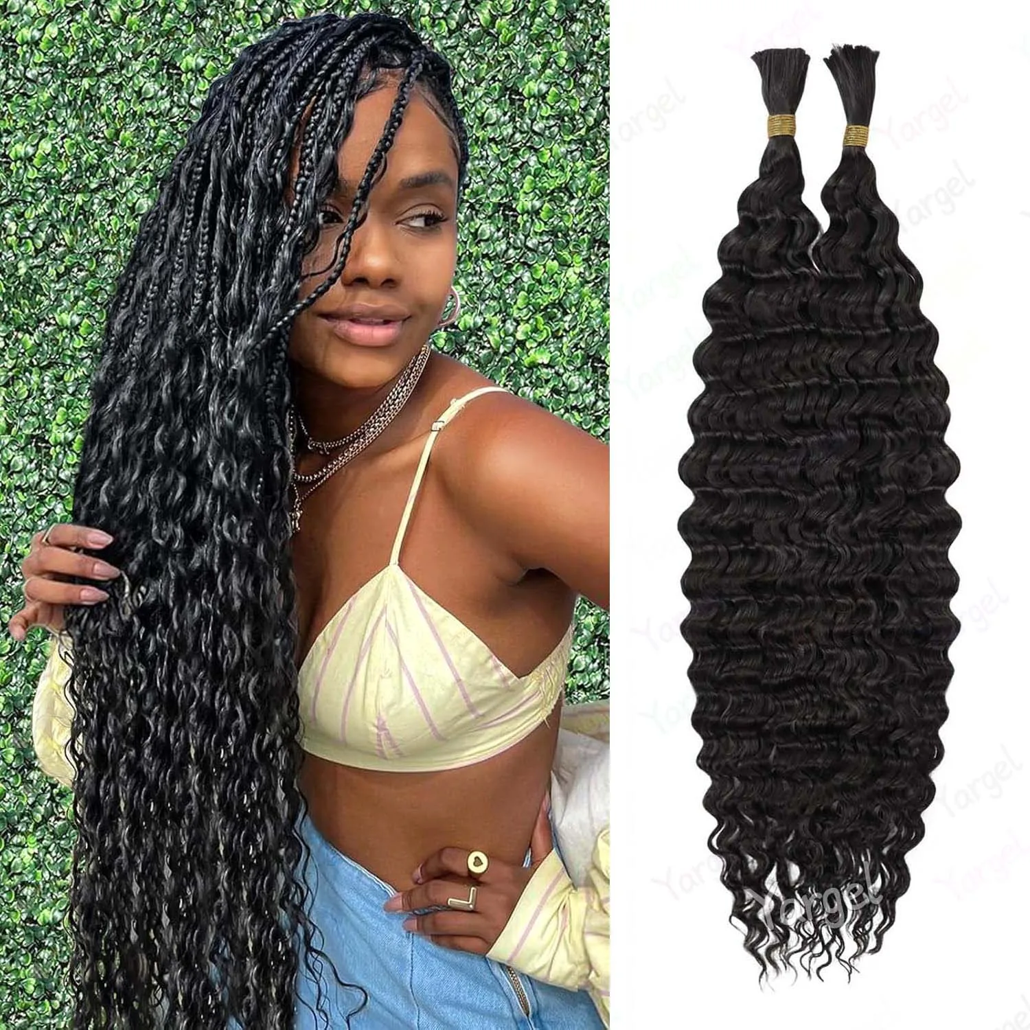 

Synthetic 18" Black Deep Wave Bundles Boho Braids Hair Extensions,Micro Braiding Hair for Boho Braids,Multi-colored Braid Hair