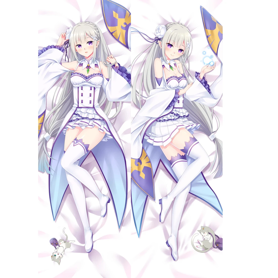 Anime kara Hajimeru Isekai Seikatsu Emilia Otaku Waifu Dakimakura Hugging Body Pillow Cover Case Decorative Pillowcases