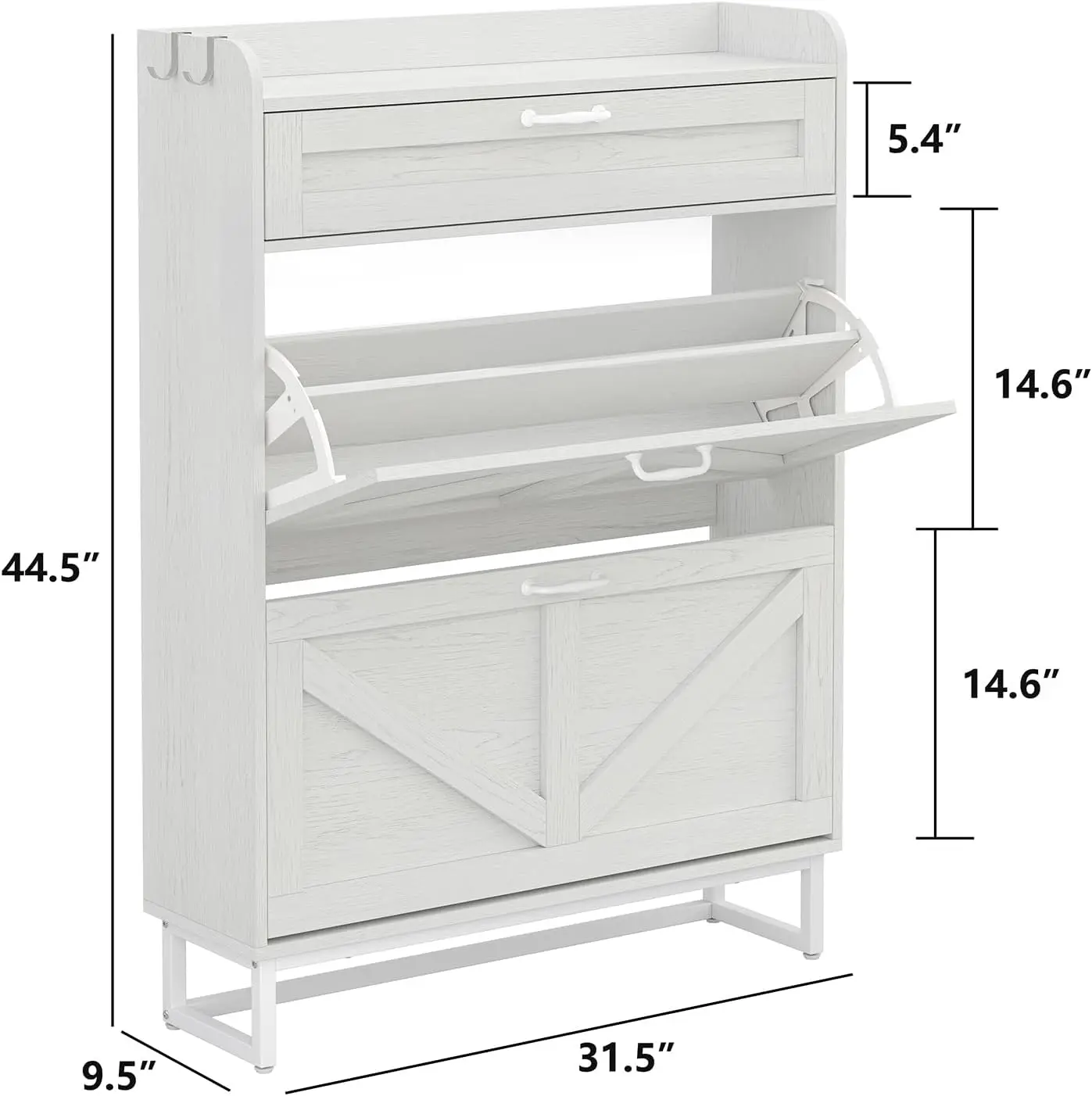 Freestanding Shoe Storage Cabinet with 2 Flip Drawers and 1 Drawer, Shoe Cabinet with Legs for Entryway, Slim Shoe Cabinet