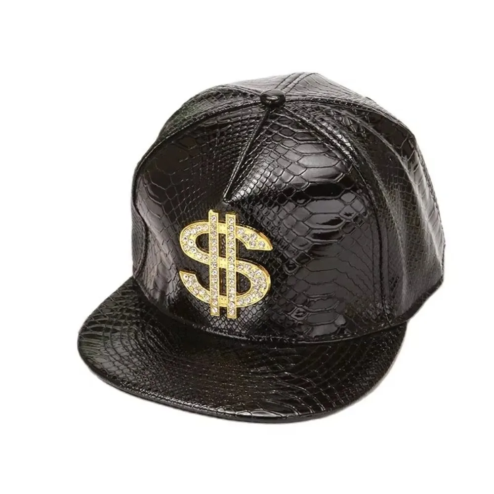 

Cool Dollar Style Baseball Caps Adjustable Fashion Hip-hop Hats Crocodiles Pattern PU Leather Snapback Hats Sun Visor