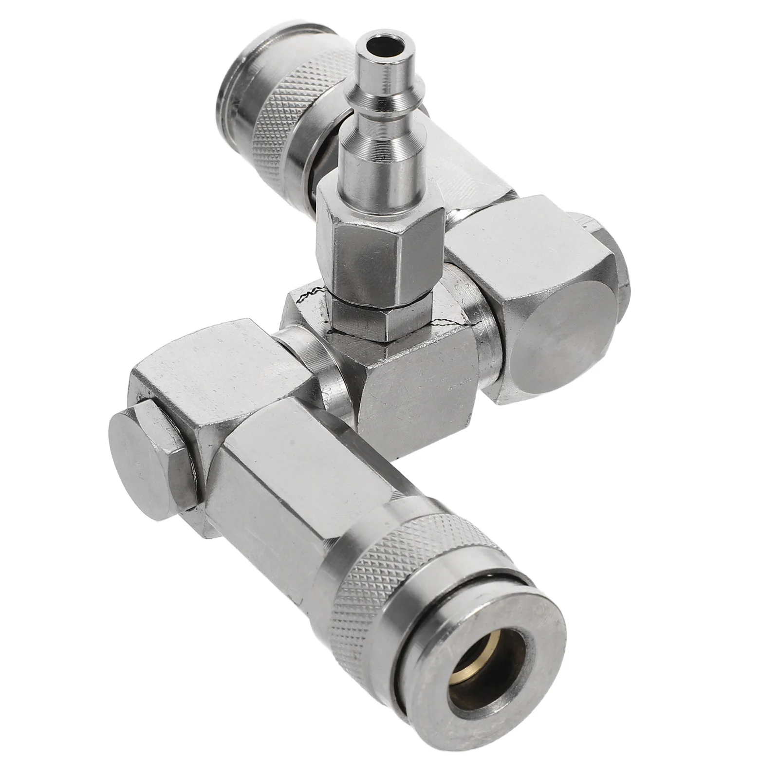 

360 Degree Swivel Air Splitter Universal 2-Way Pneumatic Manifold Fitting Nickel Plated Carbon Steel Quick Connect For Air