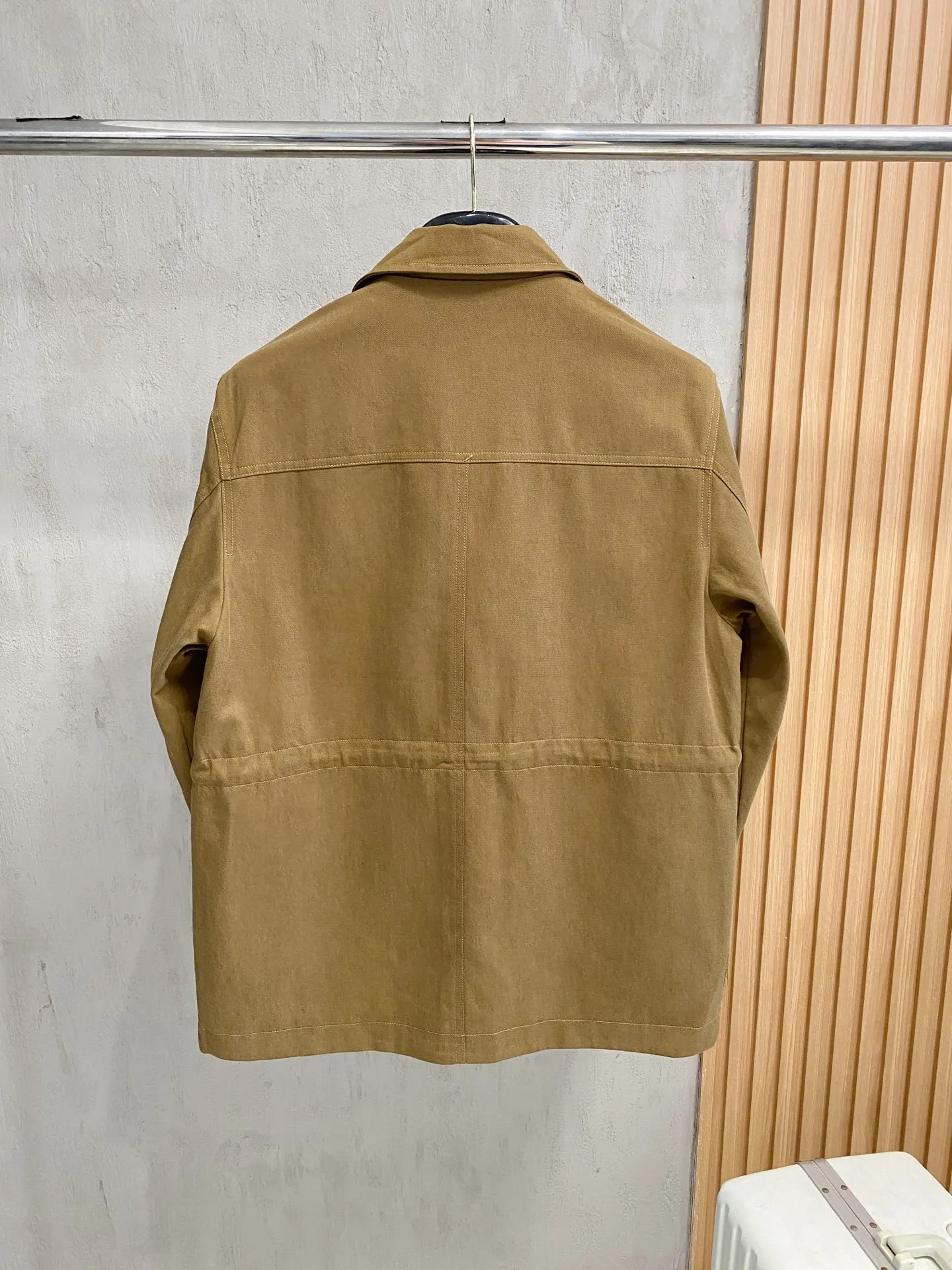 SIJITONGDA2026Cotton-blend multi-pocket stand-up collar waist drawstring shirt-style hunting jacket M-3XL