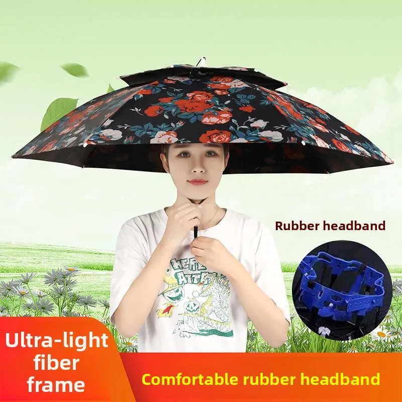 Outdoor Sunade Fiing Umbrella Bla Glue Sunscreen Headwear Sle Rain Umbrella Waterproof Long Handle Auatic Umbrella