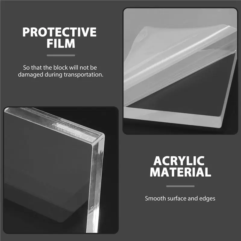 DT19 10Pc Clear Acrylic Stamp Block Set for DIY Scrapbooking, Transparent Stamp Pad with Grid, Acrylic Display Riser Stands for