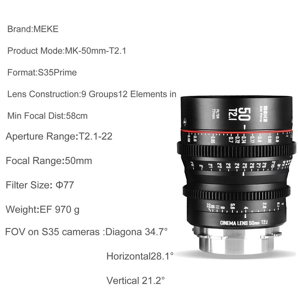 Imagem -04 - Lente Manual Principal do Cinema do Foco de Meike 25 mm T2.1 S35 para a Câmera C700 pl da Cine da Montagem do pl Arri Amira Alexa Mini