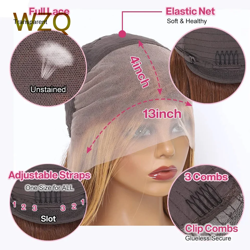 Grey White Straight Short Bob Transparent Lace Frontal Wigs Brazilian Colored Human Hair Wig For Women Pre Plucked Wear And Go view 6