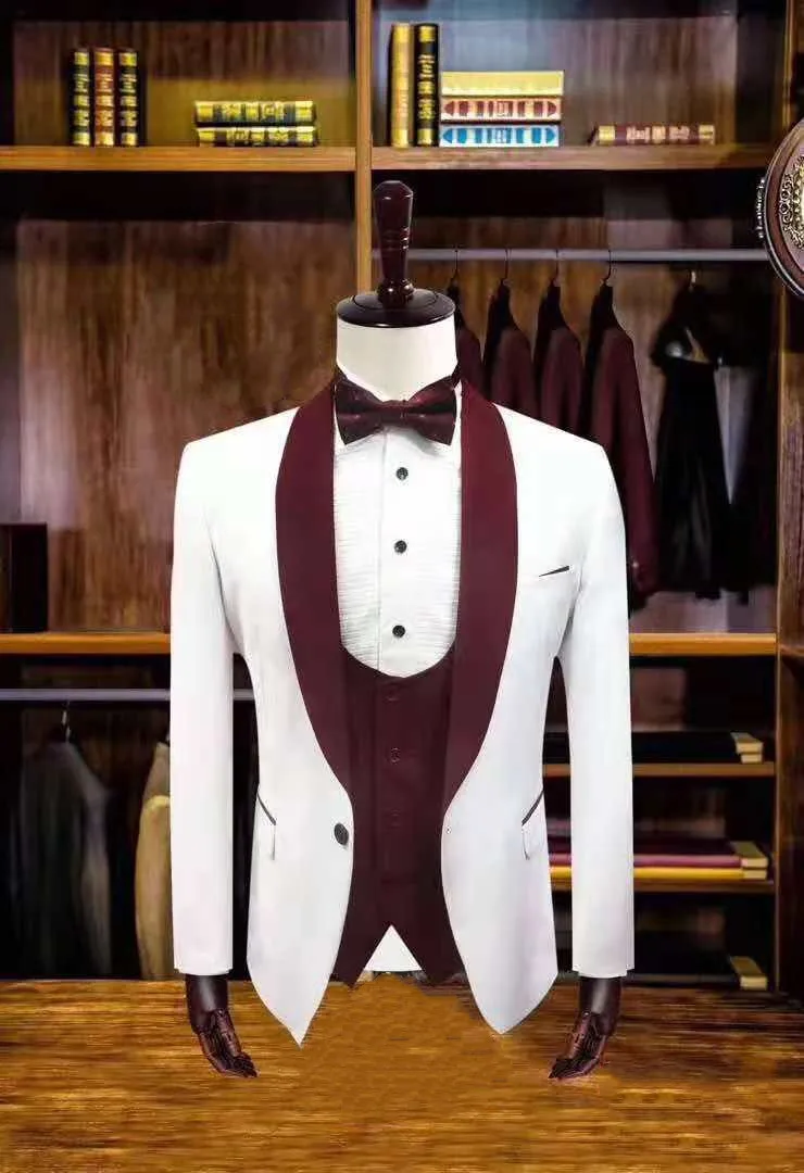 Traje de tres piezas para hombre, esmoquin ajustado con cuello puntiagudo y un botón para boda y graduación, 2024