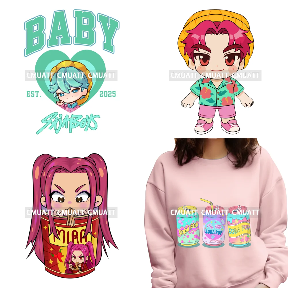 

Cute Music Girls Group Boy Band Movie Fans Lover Soda Kpop Iron on DTF Washable Transfers Stickers Ready to Press for Hoodies
