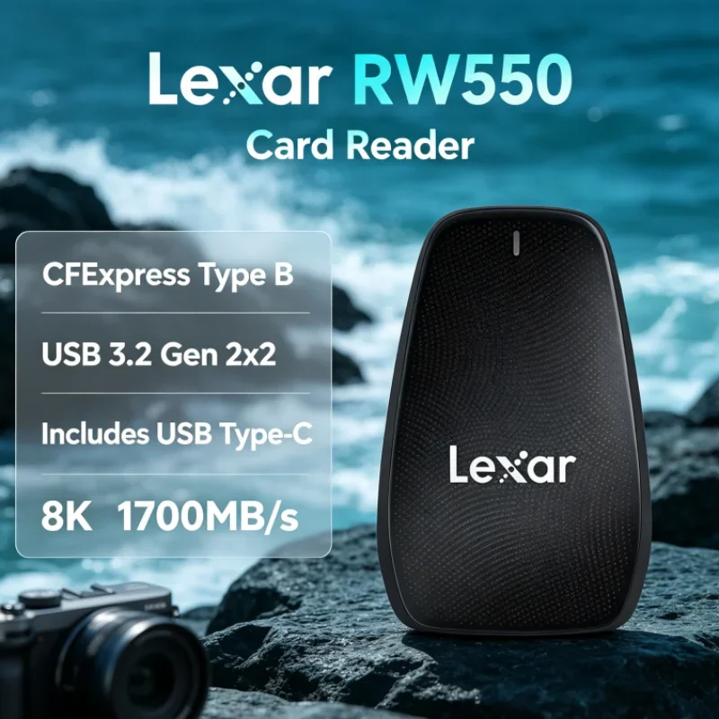 Lexar RW550 1700MB/s USB Type-C USB 3.2 Gen 2x2 CFexpress Type B Reader 8K 20Gbps CFexpress Card Reader for Data Transfer