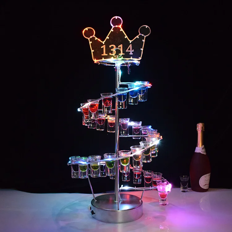 Cocktail Bullet Cup Spiral Cup Holder LED Luminous Colorful Iron Anti-drop KTV Wine Glass Holder