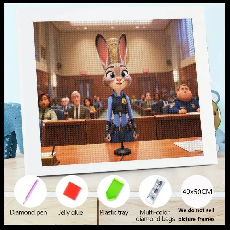 

1PC Judy Hopps Zootopia 5D Diamond Painting Kit, Full Drill DIY Crystal Diamond Art Set for Adults & Kids, Cartoon Rabbit Police