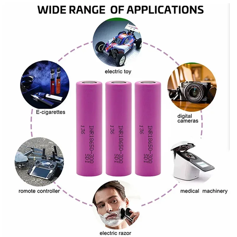 lNR18650 lithium ion rechargeable battery, 30q, 3.7V, 3000mAh, 20A discharge, suitable for e-cigarettes, electric tools, etc