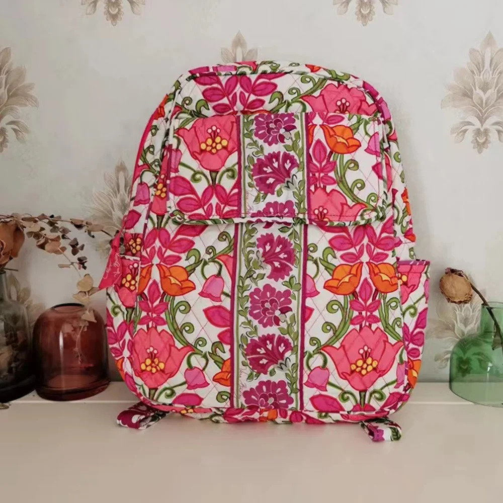 VB pure cotton color matching printed backpack travel lightweight small backpack