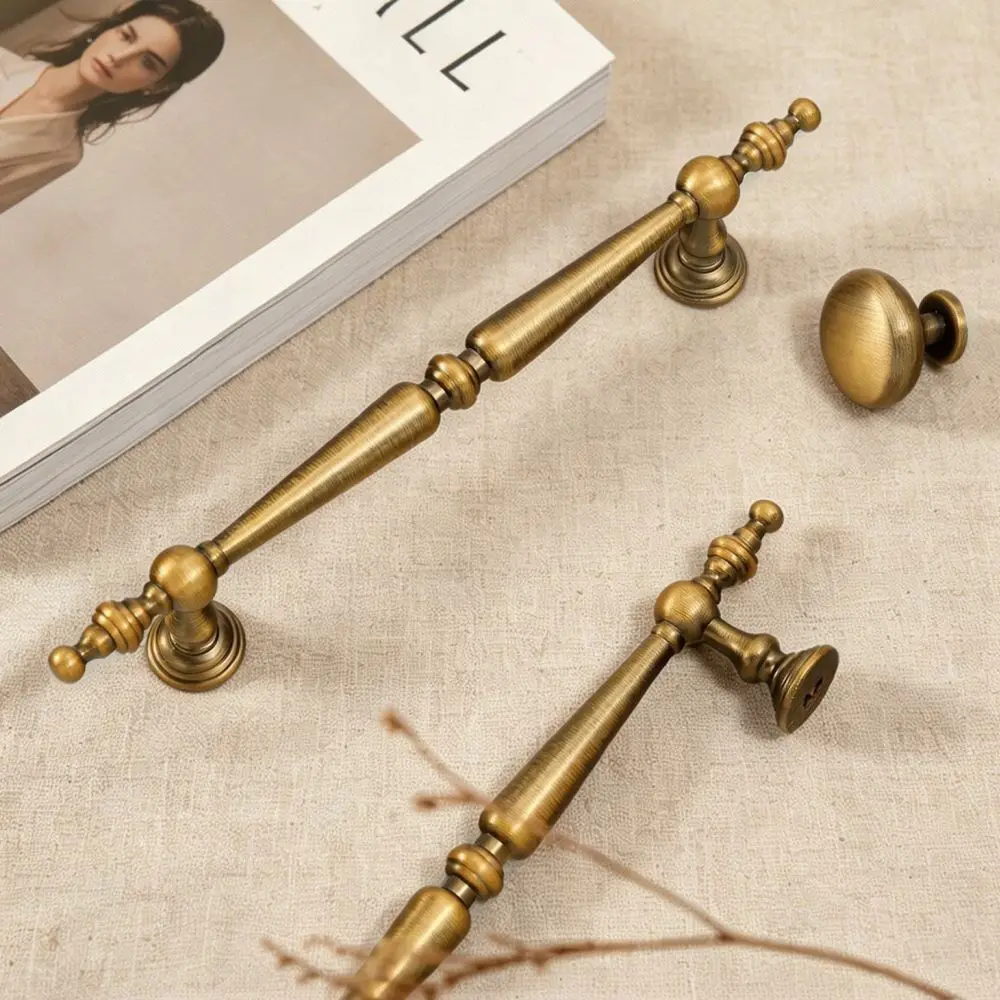 Antique Bronze Furniture Pulls Cabinet Door Handles Zinc Alloy Drawer Knobs Modern Kitchen Cupboard Hardware