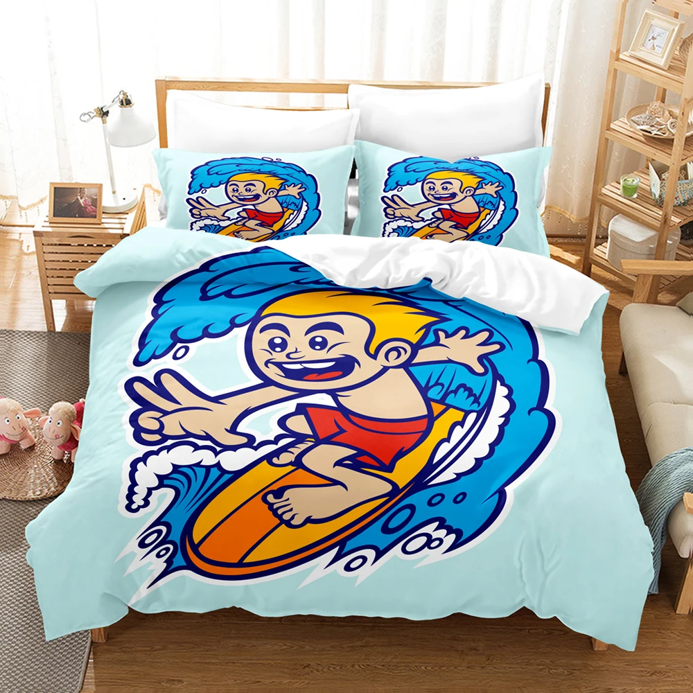 3D Printed Anime Surfing Summer Bedding Set Down Quilt Cover With Pillowcase Double SIngle King