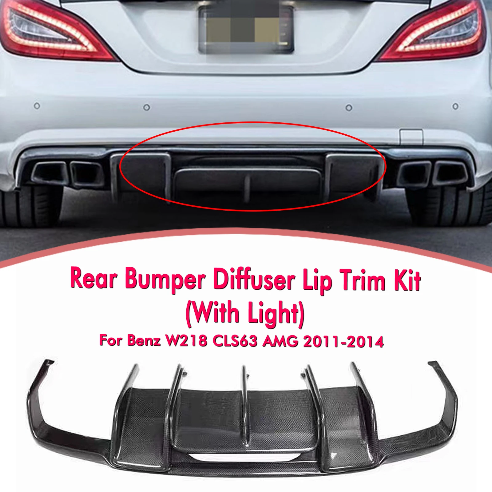 Rear Carbon Fiber Rear Bumper Diffuser Spoiler Lip For Mercedes Benz W218 CLS Class CLS550 CLS63 AMG 2011 2012 2013 2014 Sedan