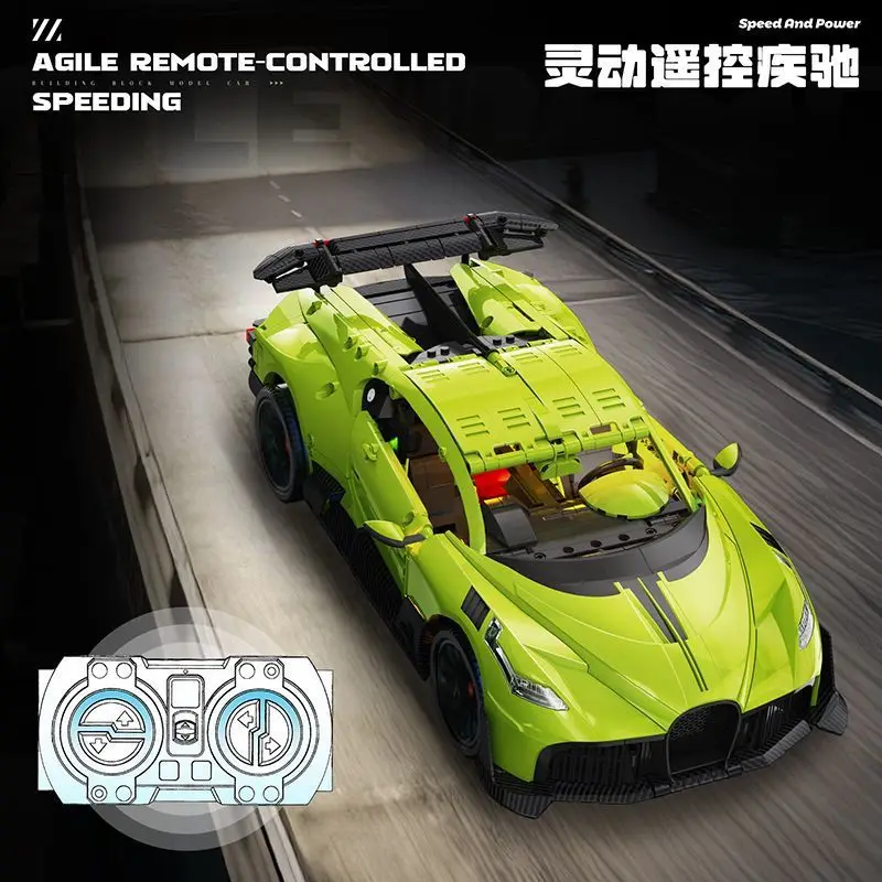 1488 stücke 1:10 MOC Technische Fernbedienung Sport Auto Bausteine Ziegel Montage Modell Spielzeug für Kinder Geburtstag Geschenk Set