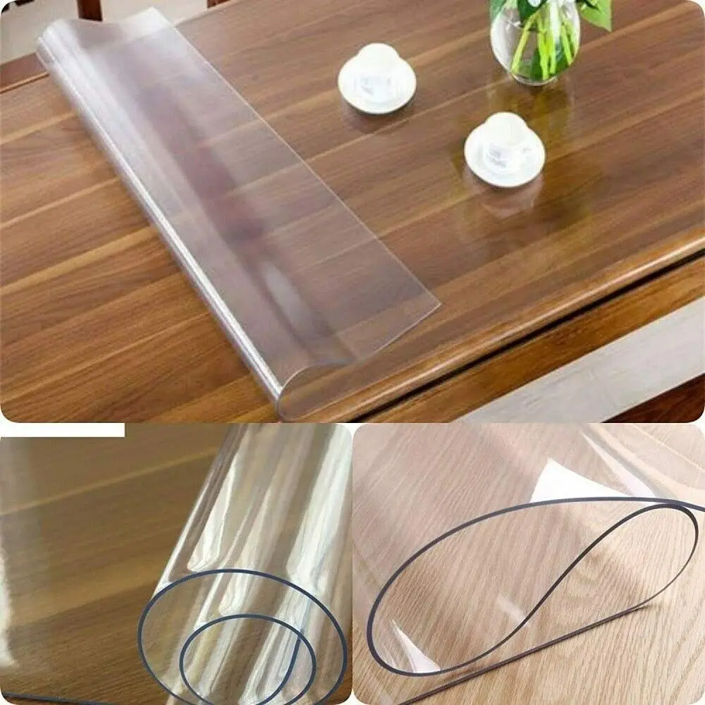 Soft Glass Table Mat 2mm PVC Tablecloth Table Protector Plastic Cover Waterproof Rectangular Table Cover Pad Oil-Proof Table Mat