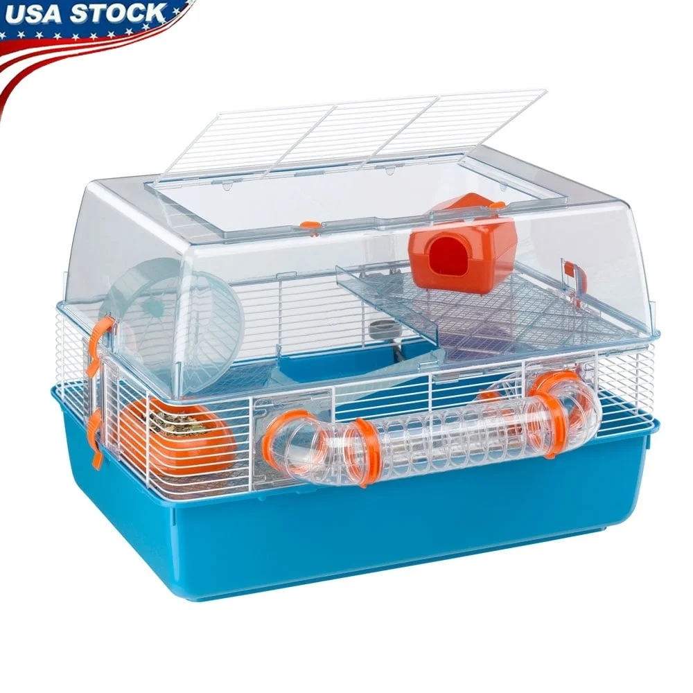 

Interactive Multi-Tier Hamster Cage with Clear Living Area Accessories Easy Access Cleaning and Maintenance Ideal Small Pets