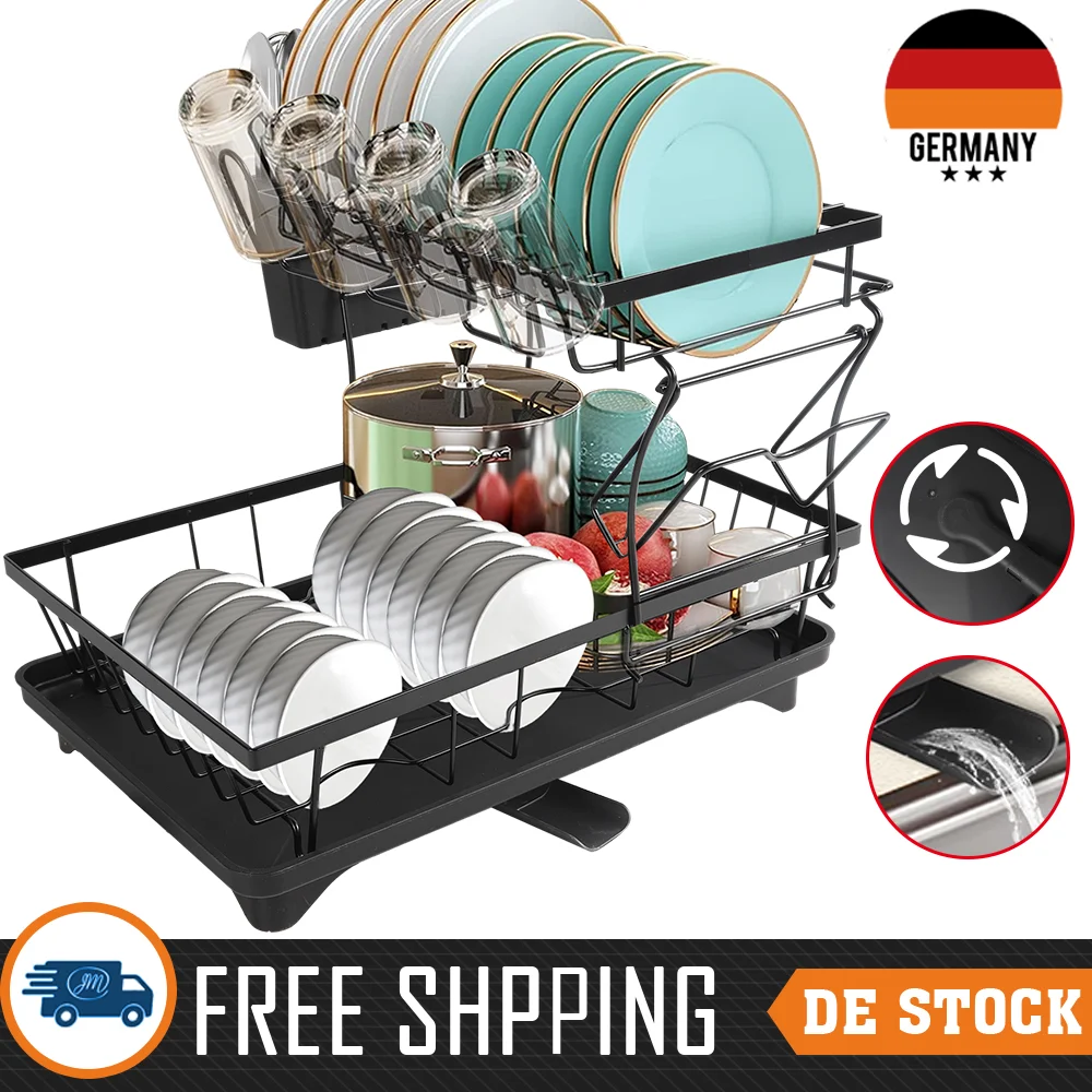 Stendino per piatti a 2 livelli Organizzatore da cucina Supporto per lavello da cucina Supporto per