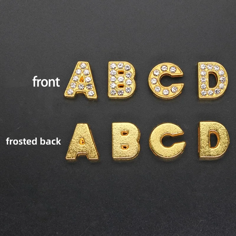 130pc/lot Hole 10mm Slide Letter DIY Slide Charm Alloy ENGLISH Alphabet Fit For 10MM Wristband Bracelet Jewelrys