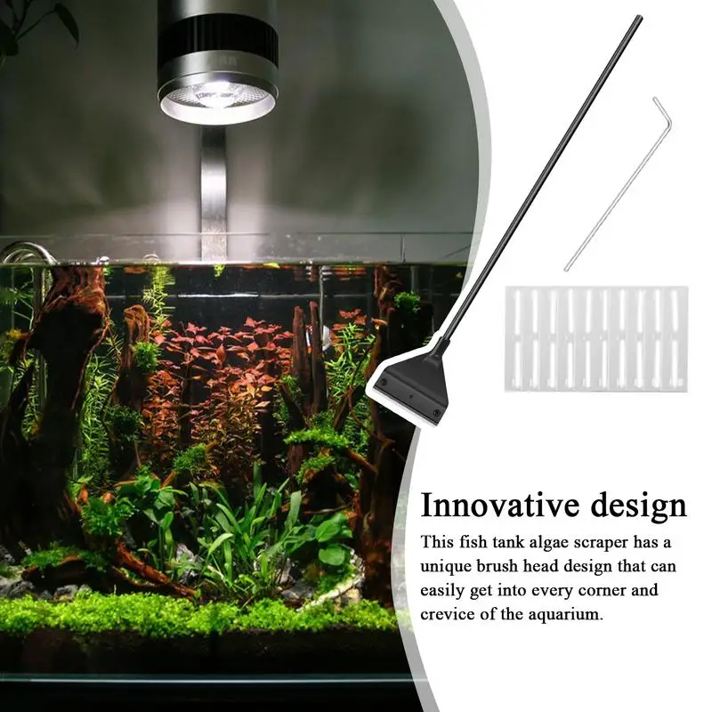 Raschietto per alghe per acquari in vetro Scrubber per acquario a lunga durata per serbatoi di vetro Robusto raschietto Strumenti Maniglia estensibile per