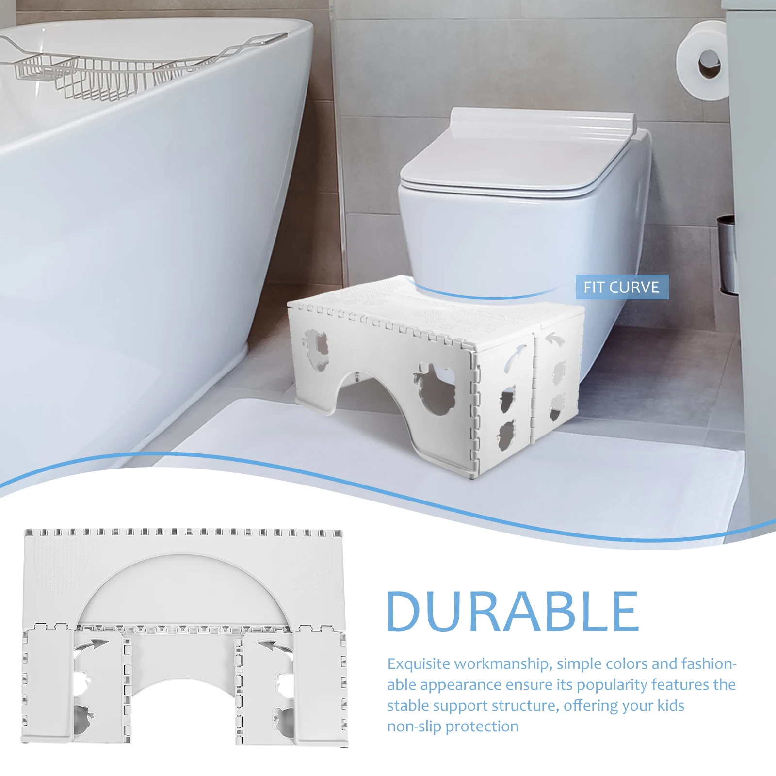 

Foldable Kids Toilet Step Bathroom Footstool Simple Design Non-Slip Home Use Stable Support Plastic Potty For Children Strong