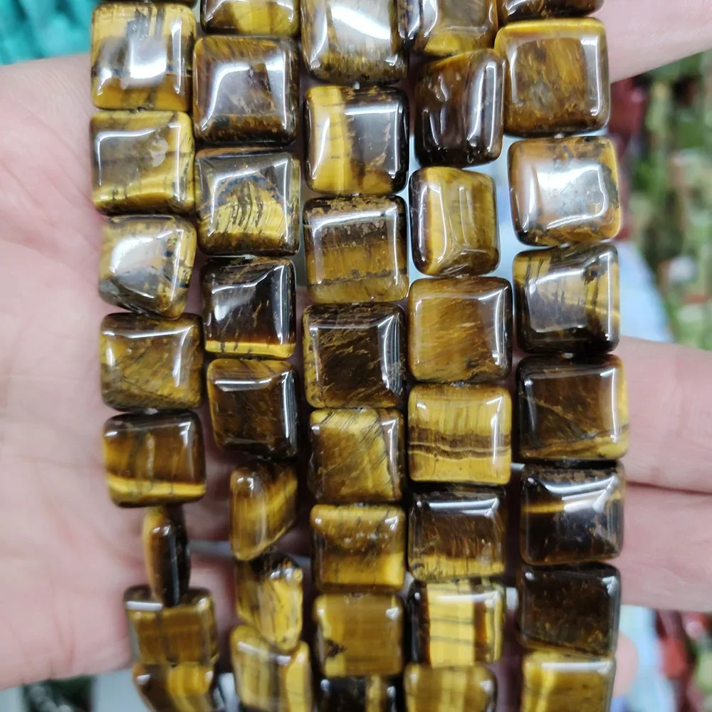 Square Natural Stone Beads Charm Crystal Jewelry Wholesale for DIY Handmade Fashion Necklace Jewelry Accessories 12x12x5mm