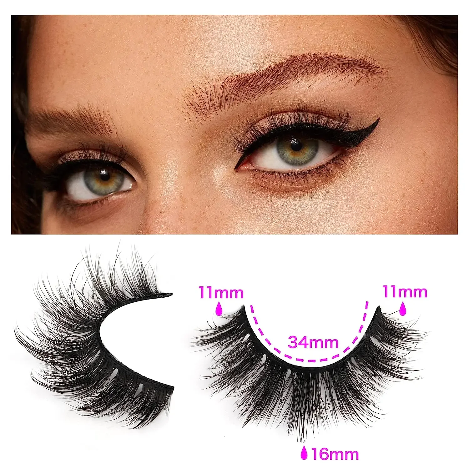 14 Pairs False Eyelashes Natural Mink Lashes Fluffy Wispy Cat Eye Lashes 14mm 3D Volume Strip Fake Eyelashes Pack