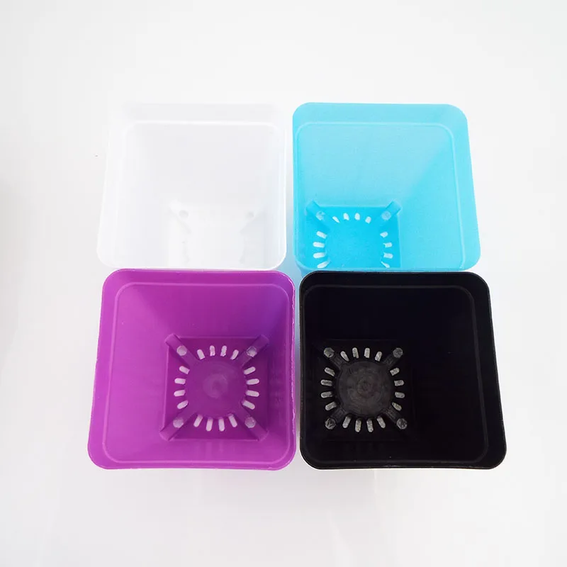 4 Colors Small Square Flower Pots Nursery Garden Desk Home Decor Trays Plastic Mini Pot Creative for Succulent Plants 8x7x5cm D1