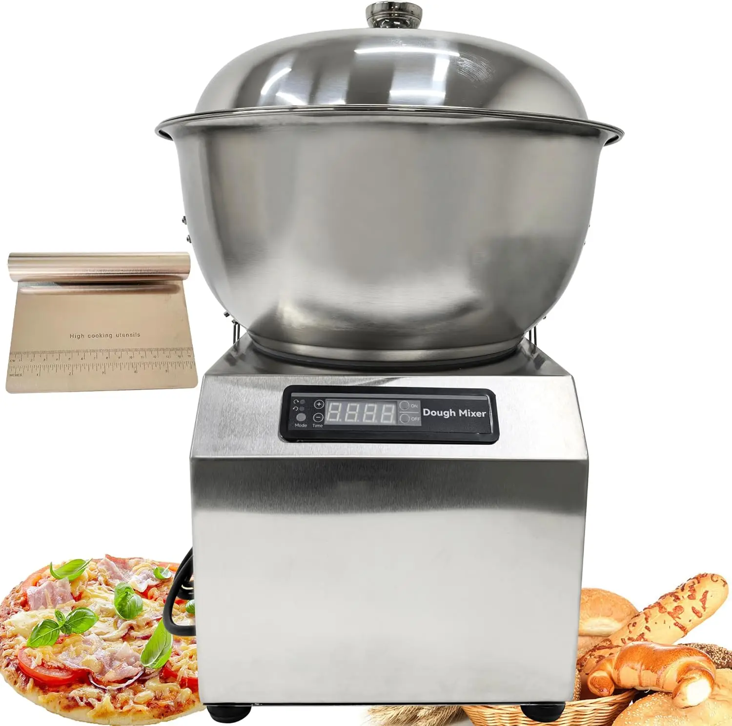 

Dough Mixer Dual Function Stainless Steel Detachable Basin Dough Mixing Machine 8KG Pizza Bread Flour Kneading Machine 110V